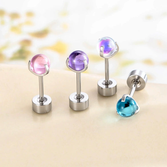 Metal Geometric Inlay Titanium Steel Earrings For Unisex Piercing