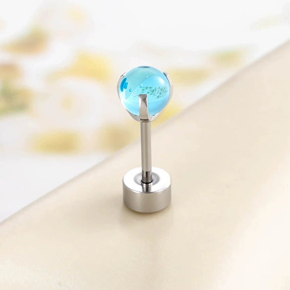 Metal Geometric Inlay Titanium Steel Earrings For Unisex Piercing