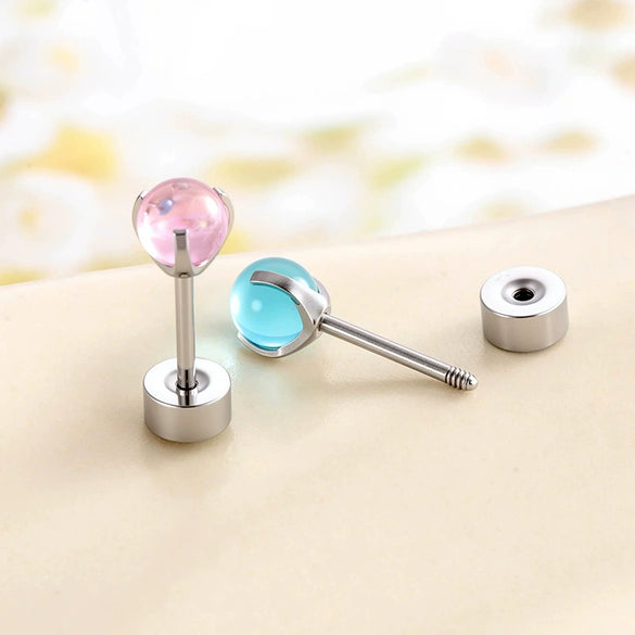 Metal Geometric Inlay Titanium Steel Earrings For Unisex Piercing