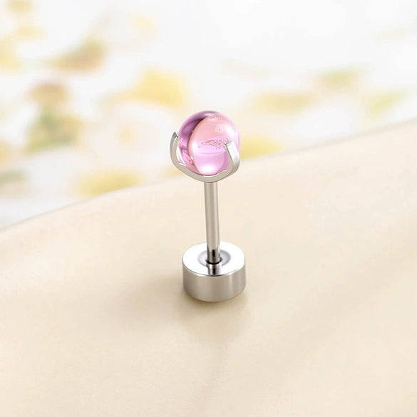 Metal Geometric Inlay Titanium Steel Earrings For Unisex Piercing