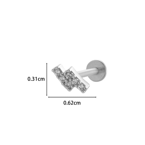 Metal Geometric Inner Tooth Thread Flat Bottom Rod Butterfly Flower Lip Nail Ear Bone Nail Puncture Jewelry For Women With Electroplating Treatment