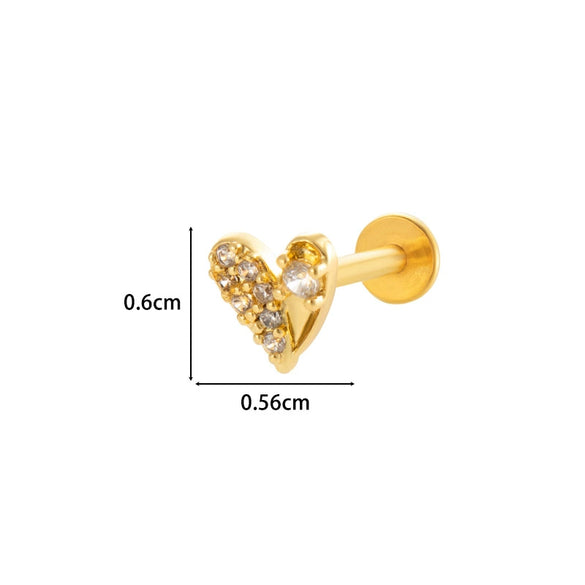 Metal Geometric Inner Tooth Thread Flat Bottom Rod Butterfly Flower Lip Nail Ear Bone Nail Puncture Jewelry For Women With Electroplating Treatment