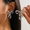 Metal Geometric Irregular Pleated Flower Bow Earrings Electroplated