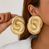 Metal Geometric Irregular Pleated Flower Bow Earrings Electroplated