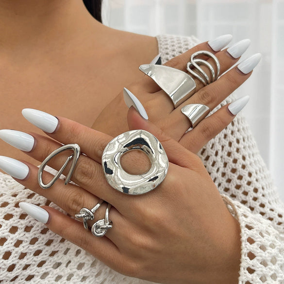 Metal Geometric Irregular Ring With Electroplating For Women
