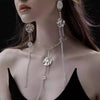 Metal Geometric Long Tassel Earrings Electroplated Simple Cold Style For Women