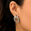Metal Geometric Love Pleated Drop And Heart Shape Stud Earrings For Women With Electroplating Treatment