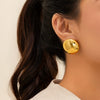 Metal Geometric Love Pleated Drop And Heart Shape Stud Earrings For Women With Electroplating Treatment