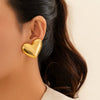 Metal Geometric Love Pleated Drop And Heart Shape Stud Earrings For Women With Electroplating Treatment