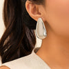 Metal Geometric Love Pleated Drop And Heart Shape Stud Earrings For Women With Electroplating Treatment