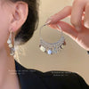Metal Geometric Multilayered Round Tassel Earrings For Women Electroplated