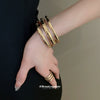 Metal Geometric Pattern Three Layer Open Bracelet For Women With Electroplating Design
