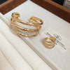 Metal Geometric Pattern Three Layer Open Bracelet For Women With Electroplating Design