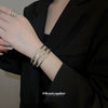 Metal Geometric Pattern Three Layer Open Bracelet For Women With Electroplating Design