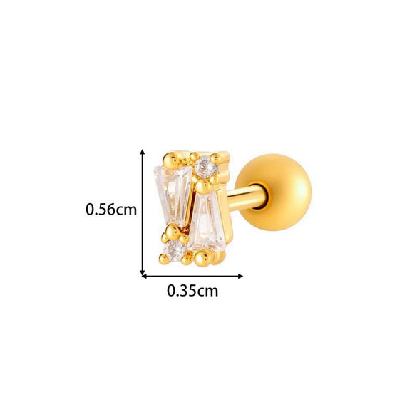 Metal Geometric Pendant Stainless Steel Rod Ear Nail Inlaid Zircon Set With Diamonds