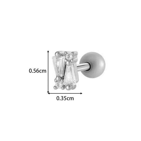 Metal Geometric Pendant Stainless Steel Rod Ear Nail Inlaid Zircon Set With Diamonds