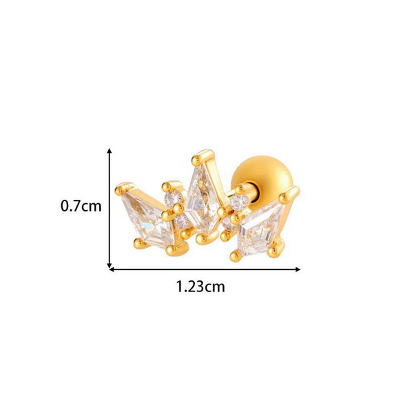 Metal Geometric Pendant Stainless Steel Rod Ear Nail Inlaid Zircon Set With Diamonds
