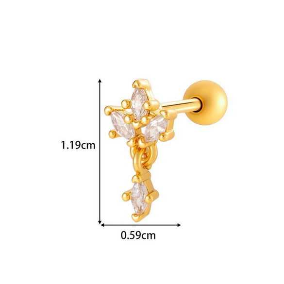 Metal Geometric Pendant Stainless Steel Rod Ear Nail Inlaid Zircon Set With Diamonds