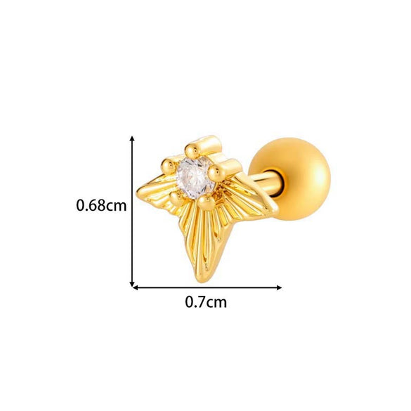 Metal Geometric Pendant Stainless Steel Rod Ear Nail Inlaid Zircon Set With Diamonds