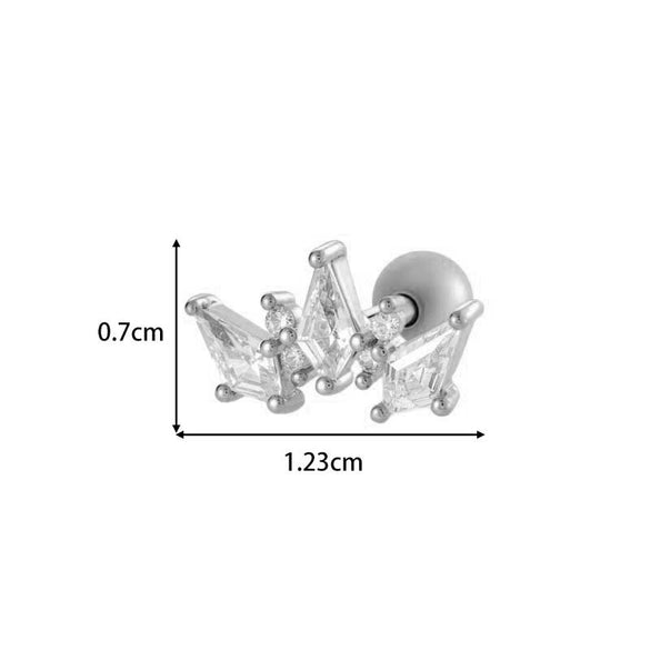 Metal Geometric Pendant Stainless Steel Rod Ear Nail Inlaid Zircon Set With Diamonds