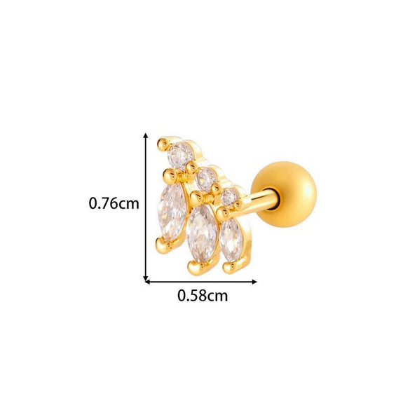 Metal Geometric Pendant Stainless Steel Rod Ear Nail Inlaid Zircon Set With Diamonds