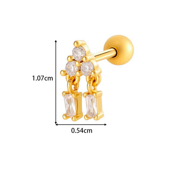 Metal Geometric Pendant Stainless Steel Rod Ear Nail Inlaid Zircon Set With Diamonds