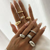 Metal Geometric Personality Stacked Ring Bracelet For Women With Electroplating And Imitation Pearls