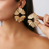 Metal Geometric Pleated Leaf Electroplated Women's Earrings