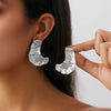 Metal Geometric Pleated Leaf Electroplated Women's Earrings
