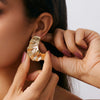 Metal Geometric Pleated Leaf Electroplated Women's Earrings