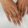 Metal Geometric Pleated Water Drop Ring Set For Women With Electroplating Design And Hiphop Style
