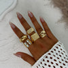 Metal Geometric Pleated Water Drop Ring Set For Women With Electroplating Design And Hiphop Style