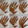 Metal Geometric Pleated Water Drop Ring Set For Women With Electroplating Design And Hiphop Style