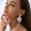 Metal Geometric Round Pendant Earrings Exaggerate Style Electroplating For Women