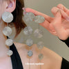 Metal Geometric Round Texture Tassel Stud Earrings For Women With Electroplating Design