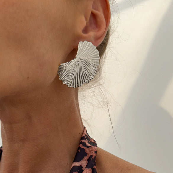Metal Geometric Scallop Electroplating Women's Earrings