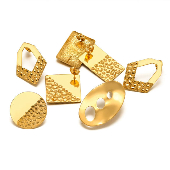 Metal Geometric Semiembossed Peach Heart Water Drop Jewelry Accessories Ear Pin Ear Stud Diy Pendant Earring Base With Electroplating