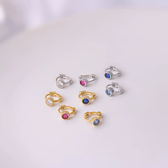 Metal Geometric Single Zirconium Small Ear Buckle Ear Bone Earrings For Women Electroplated