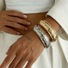 Metal Geometric Spring Buckle Open Bracelet With Electroplating
