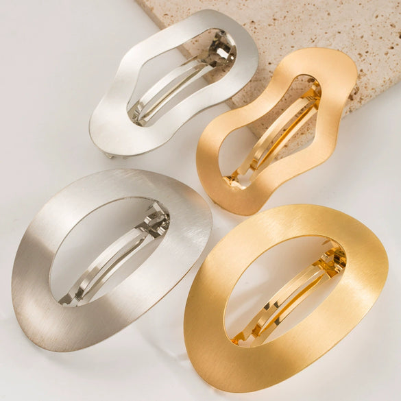 Metal Geometric Spring Clip Hair Accessories Electroplating Oval Hollow Light Luxury Style