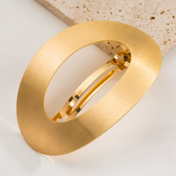 Metal Geometric Spring Clip Hair Accessories Electroplating Oval Hollow Light Luxury Style
