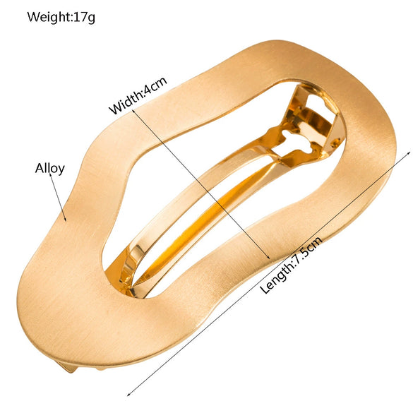 Metal Geometric Spring Clip Hair Accessories Electroplating Oval Hollow Light Luxury Style