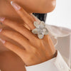 Metal Geometric Square Cut Out Flower Ring For Women With Electroplating