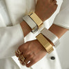 Metal Geometric Square Mirror Electroplated Spring Bracelet For Women