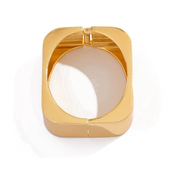 Metal Geometric Square Mirror Electroplated Spring Bracelet For Women