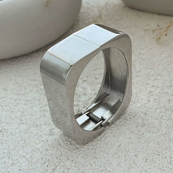Metal Geometric Square Mirror Electroplated Spring Bracelet For Women