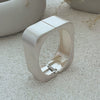 Metal Geometric Square Mirror Electroplated Spring Bracelet For Women