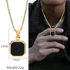 Metal Geometric Square Pendant Necklace Black And White Shell Electroplating Minimalist Men's
