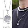Metal Geometric Square Pendant Necklace Black And White Shell Electroplating Minimalist Men's
