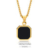 Metal Geometric Square Pendant Necklace Black And White Shell Electroplating Minimalist Men's